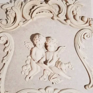 Πάνελ 45cmx30cm με ξυλόγλυπτα -1 σετ διακοσμητικών αριστερό/δεξί-2 τεμαχίων διακοσμητικά κέντρου-παράσταση με αγγέλους