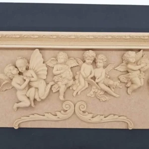 Πάνελ 60cmx30cm με ξυλόγλυπτη κορνίζα -2 σετ ξυλόγλυπτα  διακοσμητικών αριστερό/δεξί- -4 τεμ. αγγέλους