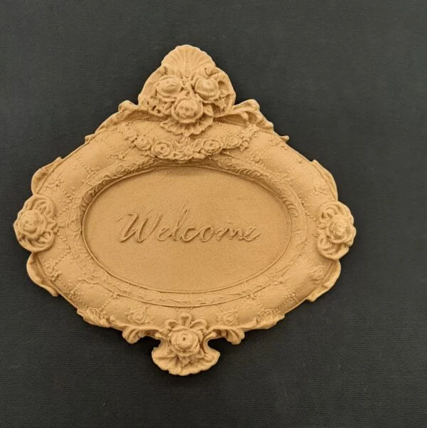 Ξυλόγλυπτο Διακοσμητικό Ταμπέλα "Welcome" 16,5εκ. Χ 17εκ.