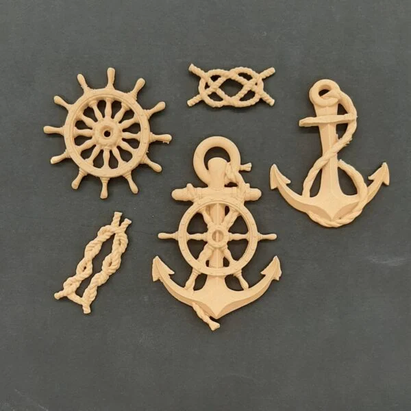Ξυλόγλυπτο Διακοσμητικό Σετ  5 Τεμαχίων Άγκυρες-Ναυτικοί κόμποι