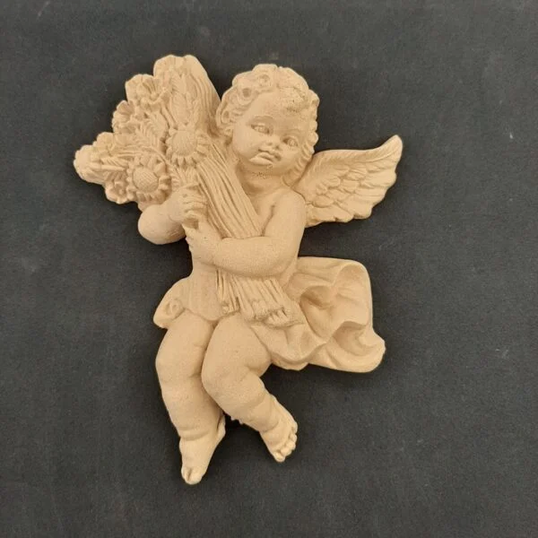 Ξυλόγλυπτο Διακοσμητικό Άγγελος 14,5εκ.Χ13εκ.