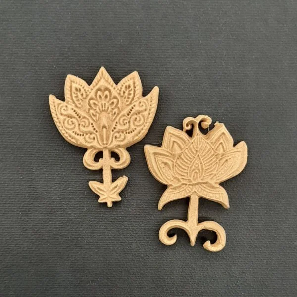Ξυλόγλυπτο Διακοσμητικό Σετ 2 Τεμαχίων Λουλούδια
