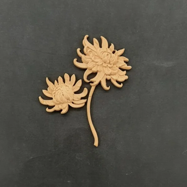Ξυλόγλυπτο Διακοσμητικό Σετ 2 Τεμαχίων Λουλούδια