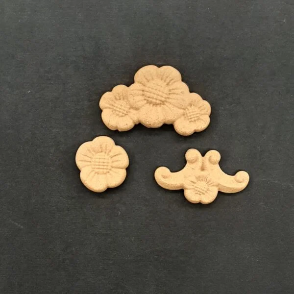 Ξυλόγλυπτο Διακοσμητικό Σετ 3 Τεμαχίων Λουλούδια