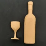 Ξυλόγλυπτο Διακοσμητικό Μπουκάλι - Ποτήρι