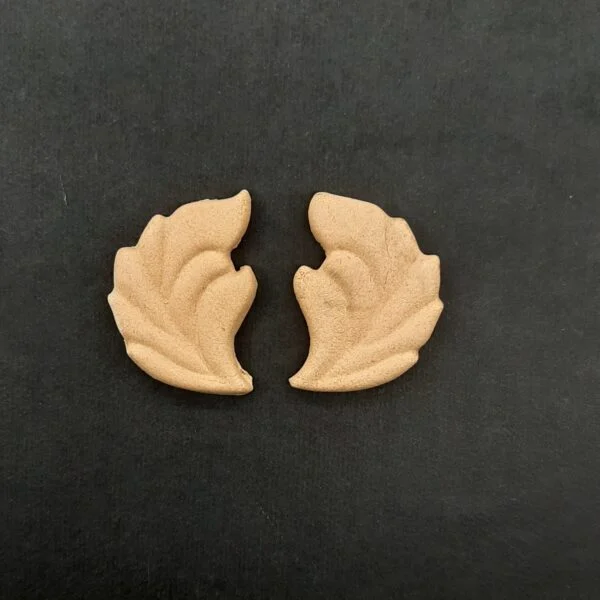 Ξυλόγλυπτο Διακοσμητικό Φύλλο σετ 2 Τεμαχίων 3εκ. Χ 2εκ.