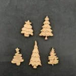 Ξυλόγλυπτο Διακοσμητικό Χριστουγεννιάτικο Δέντρο σετ 5 Τεμαχίων