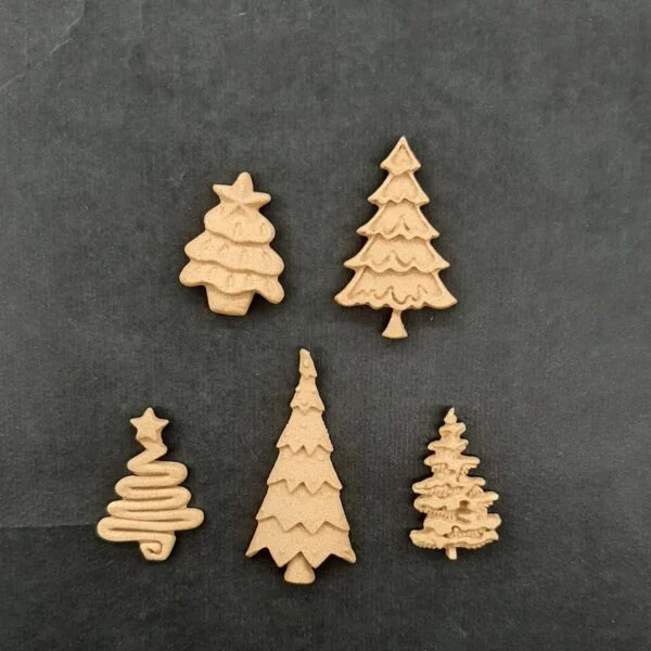 Ξυλόγλυπτο Διακοσμητικό Χριστουγεννιάτικο Δέντρο σετ 5 Τεμαχίων