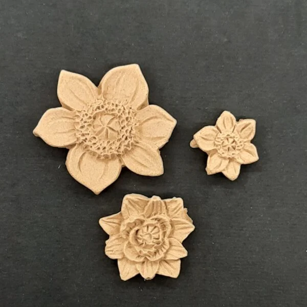 Ξυλόγλυπτο Διακοσμητικό Λουλούδι σετ 3 Τεμαχίων