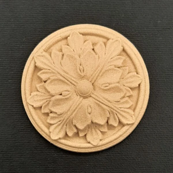 Ξυλόγλυπτο Διακοσμητικό Ροζέτα Λουλούδι Διάμετρος 7,5κ.