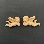 Ξυλόγλυπτο Διακοσμητικό Άγγελος σετ 2 Τεμαχίων 3εκ. Χ 2εκ.