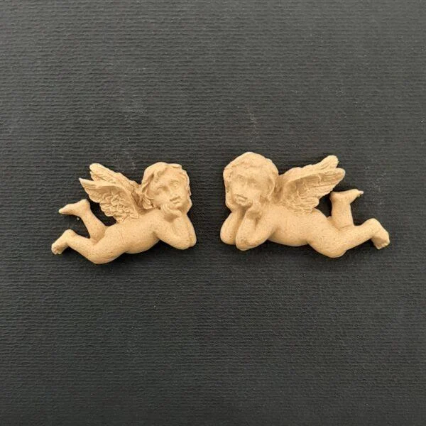 Ξυλόγλυπτο Διακοσμητικό Άγγελος σετ 2 Τεμαχίων 3εκ. Χ 2εκ.