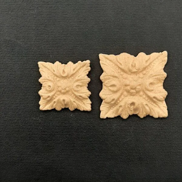 Ξυλόγλυπτο Διακοσμητικό Πλακάκι Λουλούδι  σετ 2 Τεμαχίων