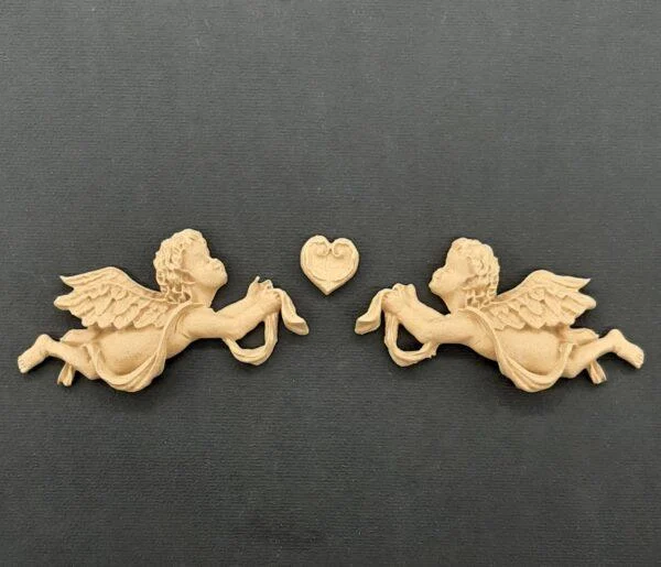 Ξυλόγλυπτο Διακοσμητικό Μικρός Άγγελος σετ 3 Τεμαχίων 7εκ. Χ 3εκ.