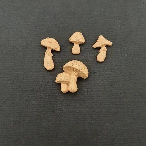 Ξυλόγλυπτο Διακοσμητικό Μανιτάρια  Σετ 4 Τεμαχίων
