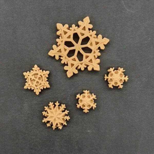 Ξυλόγλυπτο Διακοσμητικό Χιονονιφάδα  σετ 4 Τεμαχίων