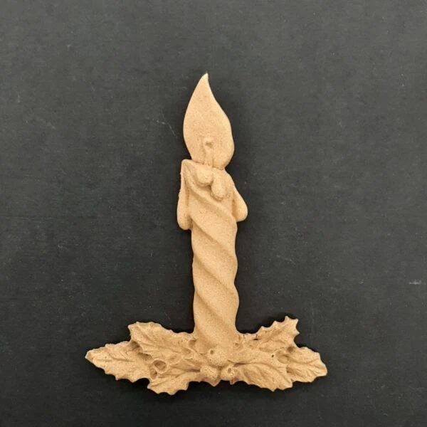 Ξυλόγλυπτο Διακοσμητικό Χριστουγεννιάτικο Κερί 5εκ. Χ 7εκ.