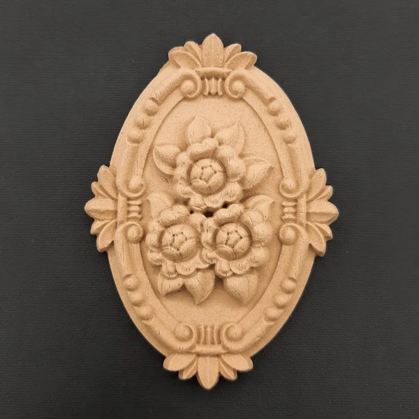 Ξυλόγλυπτο Διακοσμητικό Οβάλ Λουλούδι 12εκ.Χ9εκ.