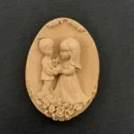 Ξυλόγλυπτο Διακοσμητικό Ζευγάρι Οβάλ 8,5εκΧ5εκ.