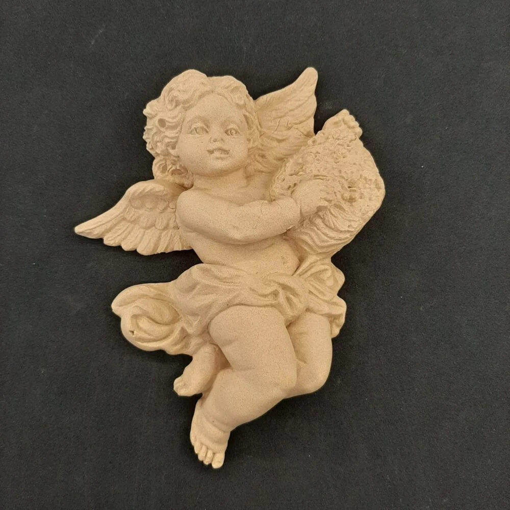 Ξυλόγλυπτο Διακοσμητικό Άγγελος 11,5εκΧ15εκ.