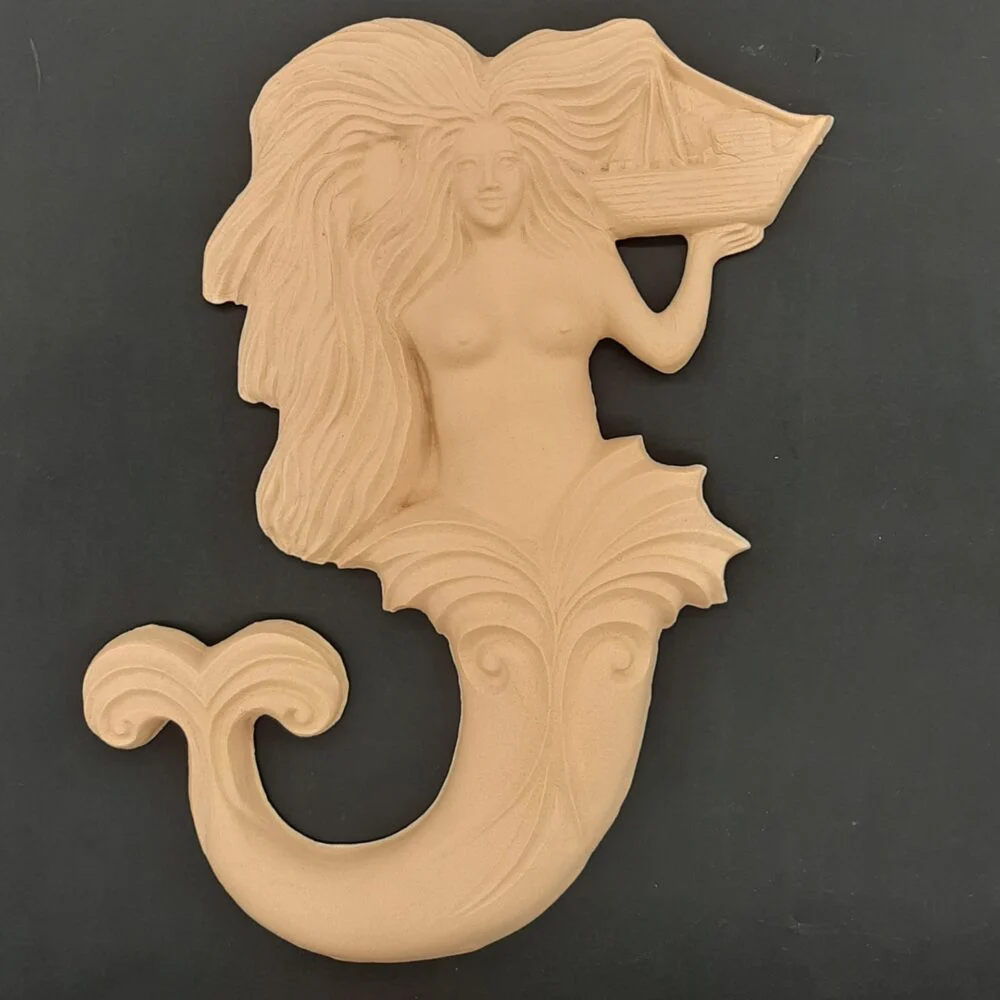 Ξυλόγλυπτο Διακοσμητικό  Γοργόνα 32εκ.Χ38,5εκ.