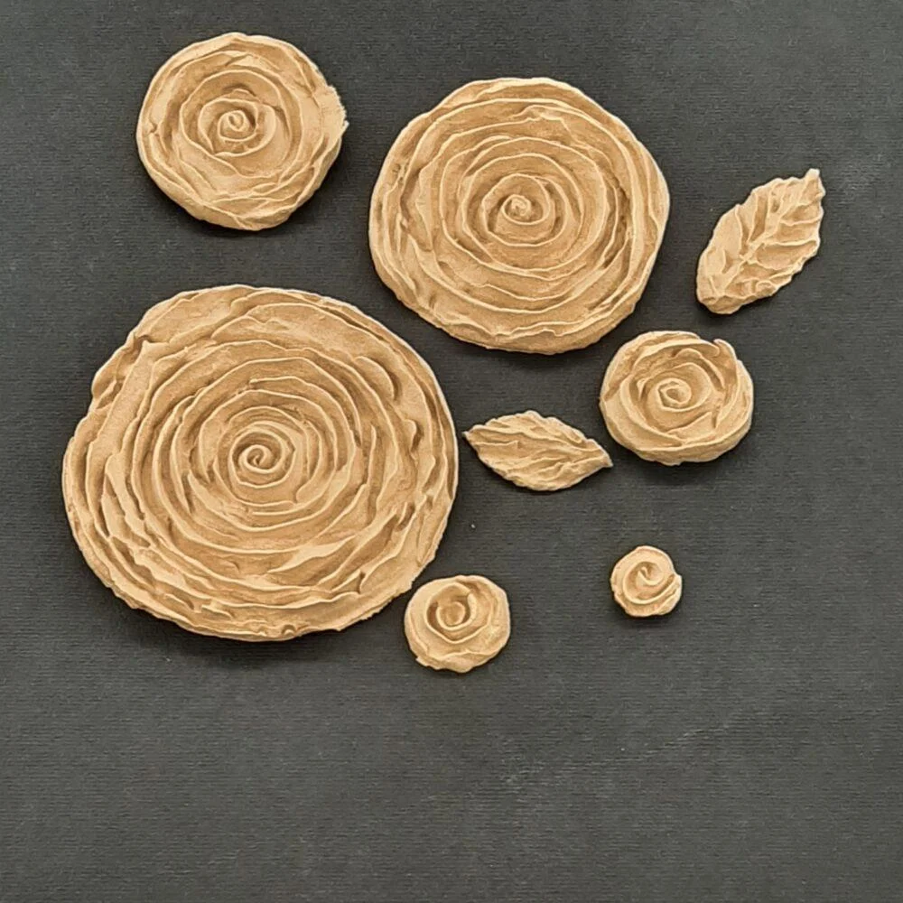 Ξυλόγλυπτο Διακοσμητικό Λουλούδι Σετ 8 Τεμαχίων  8εκΧ8εκ.