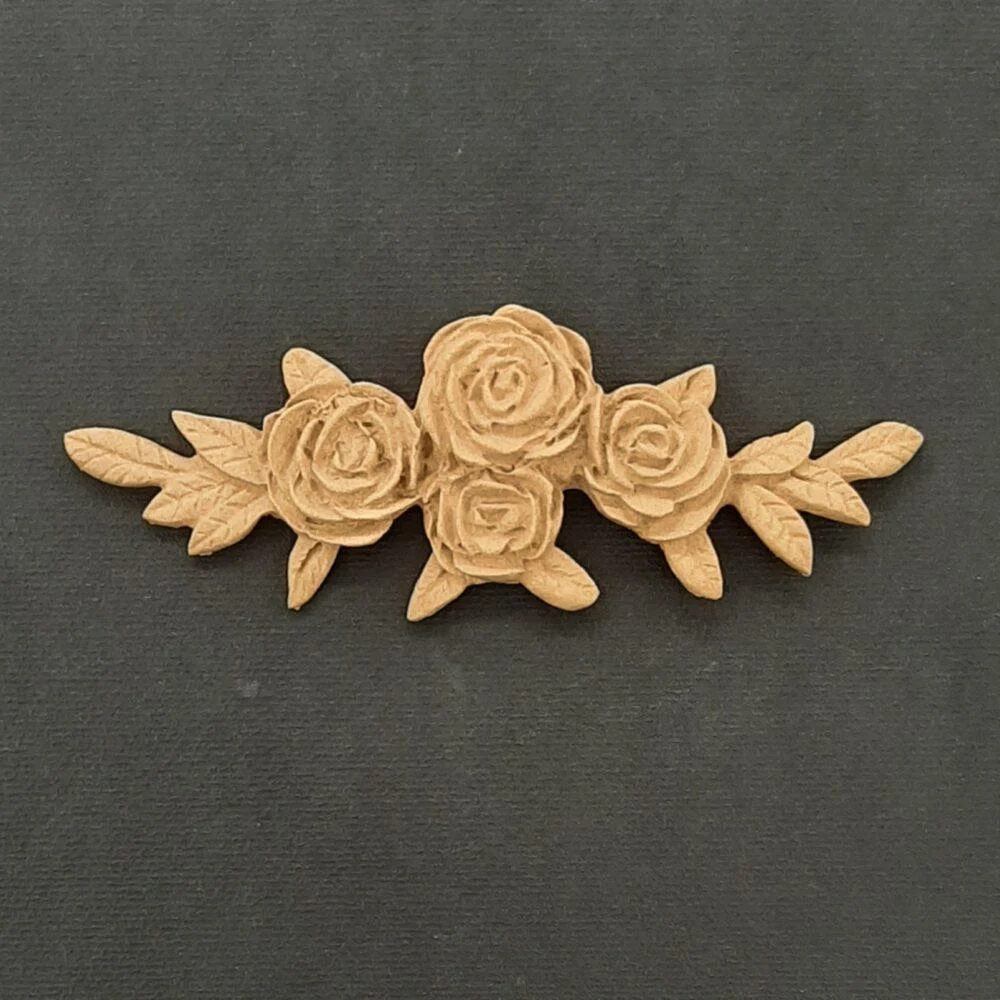 Ξυλόγλυπτο Διακοσμητικό Λουλούδι Γιρλάντα 10,2εκΧ3,5εκ.