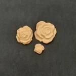 Ξυλόγλυπτο Διακοσμητικό Λουλούδι Σετ 3 Τεμαχίων 4εκ.Χ4εκ.