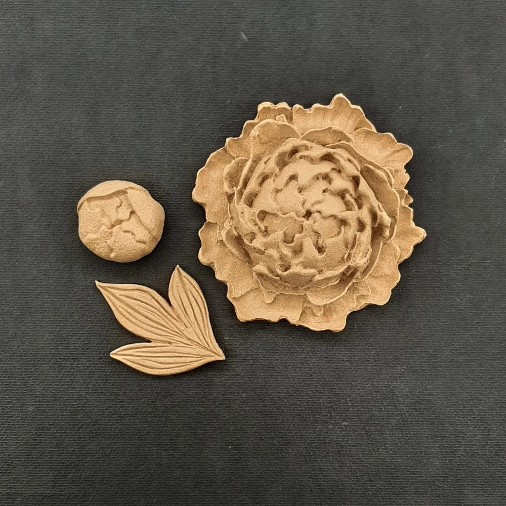 Ξυλόγλυπτο Διακοσμητικό Σετ Λουλούδια 8εκ.Χ7,5εκ.