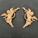 Ξυλόγλυπτο Διακοσμητικό Σετ 2 τεμ.  Αγγελάκι 16,5εκ.Χ14εκ.