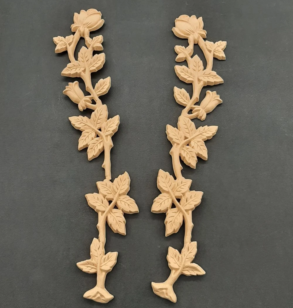 Ξυλόγλυπτο Διακοσμητικό Σετ 2 τεμ. Λουλούδια 36εκ.Χ6εκ.