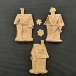 Ξυλόγλυπτο Διακοσμητικό Χωριό Σετ 5 τεμ. 10εκ.Χ5εκ.