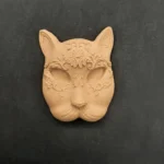 Ξυλόγλυπτο Διακοσμητικό Μάσκα-Γάτα 6,5εκΧ5εκ.