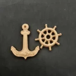 Ξυλόγλυπτο Διακοσμητικό Άγκυρα-Τιμόνι Σετ 2 τε. 8,5εκΧ7εκ.
