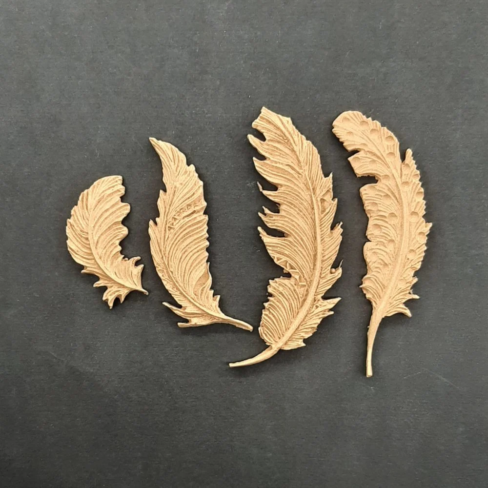 Ξυλόγλυπτο Διακοσμητικό Φύλλα Σετ 4 τεμ. 8εκΧ3εκ.