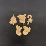 Ξυλόγλυπτο Διακοσμητικό Χριστουγεννιάτικο Σετ 5 τεμ. 5εκΧ4,5εκ.