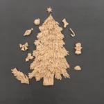 Ξυλόγλυπτο Διακοσμητικό Χριστουγεννιάτικο Δέντρο Σετ