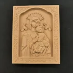 Ξυλόγλυπτη Εικόνα Παναγία με τον Ιησού15,5εκ.Χ19,5εκ.