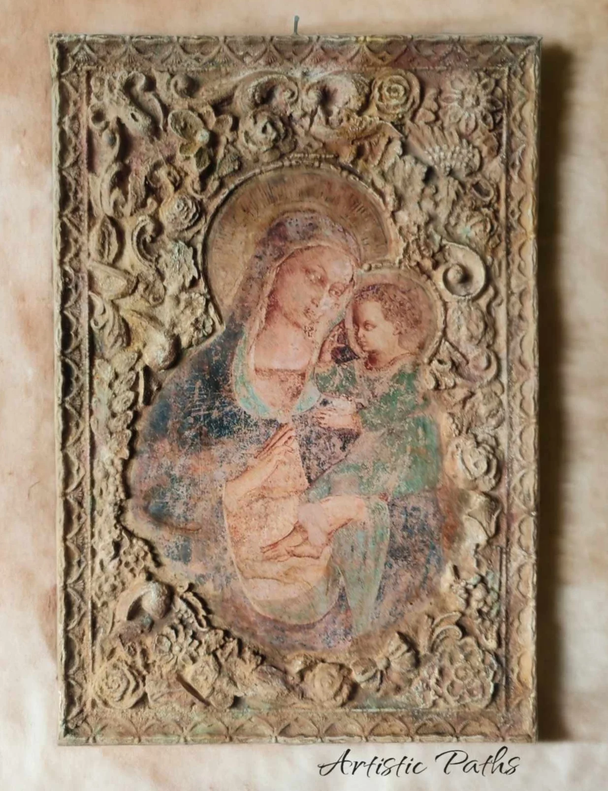 Εικόνα Παναγίας με Perplex wood art & Stone Dust