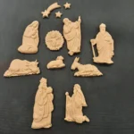 Ξυλόγλυπτο Διακοσμητικό Φάτνη  Σετ 12 τεμ 9,5εκΧ5εκ.