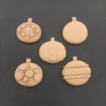Ξυλόγλυπτο Διακοσμητικό Χριστουγεννιάτικες Μπάλες Σετ 5 τεμαχίων
