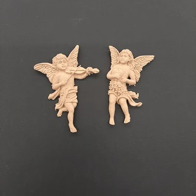 Ξυλόγλυπτο Διακοσμητικό Άγγελοι Σετ 2 τεμ. 6,5εκΧ4εκ.