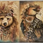 Ριζόχαρτο  30x42cm, Boho bear and eagle