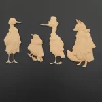 Ξυλόγλυπτο Διακοσμητικό Σετ Χήνες Αλεπού 4 τεμ