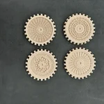 Ξυλόγλυπτα Διακοσμητικά Γρανάζια Σετ 4 τεμαχίων Διάμετρος 4,8εκ.