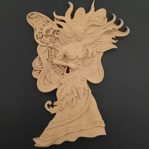 Ξυλόγλυπτο Διακοσμητικό Νεράιδα 13,5εκ.Χ9,5εκ.