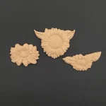 Ξυλόγλυπτο Διακοσμητικό Σετ Λουλουδιών  3 τεμ. 6,5εκ.Χ8,7εκ.