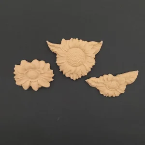 Ξυλόγλυπτο Διακοσμητικό Σετ Λουλουδιών  3 τεμ. 6,5εκ.Χ8,7εκ.