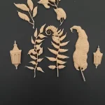 Ξυλόγλυπτο Διακοσμητικό Φτέρη Σετ 7 τεμ