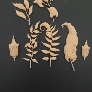 Ξυλόγλυπτο Διακοσμητικό Φτέρη Σετ 7 τεμ